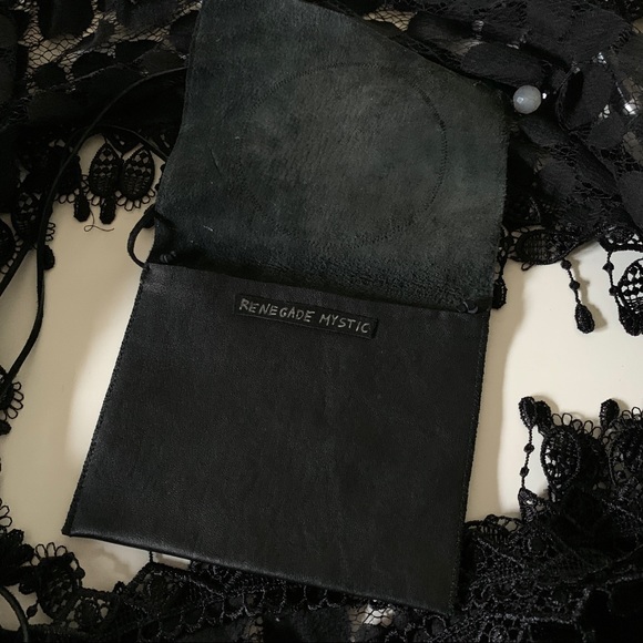 Handcrafted Upcycled Leather SUNDIAL Crossbody Pouch Bag - Picture 6 of 6